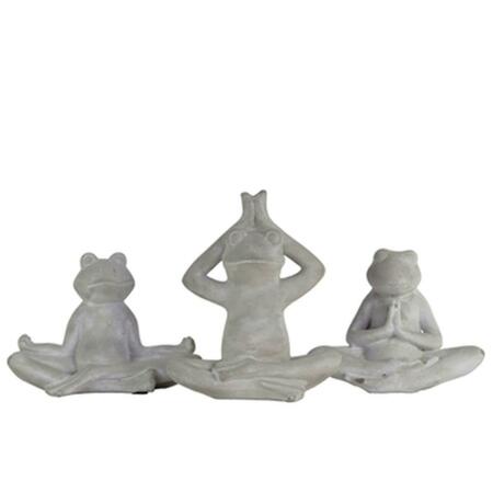 URBAN TRENDS COLLECTION Cement Frogs Figurine in Assorted Yoga Positions Assortment of Three, Gray 35724-AST